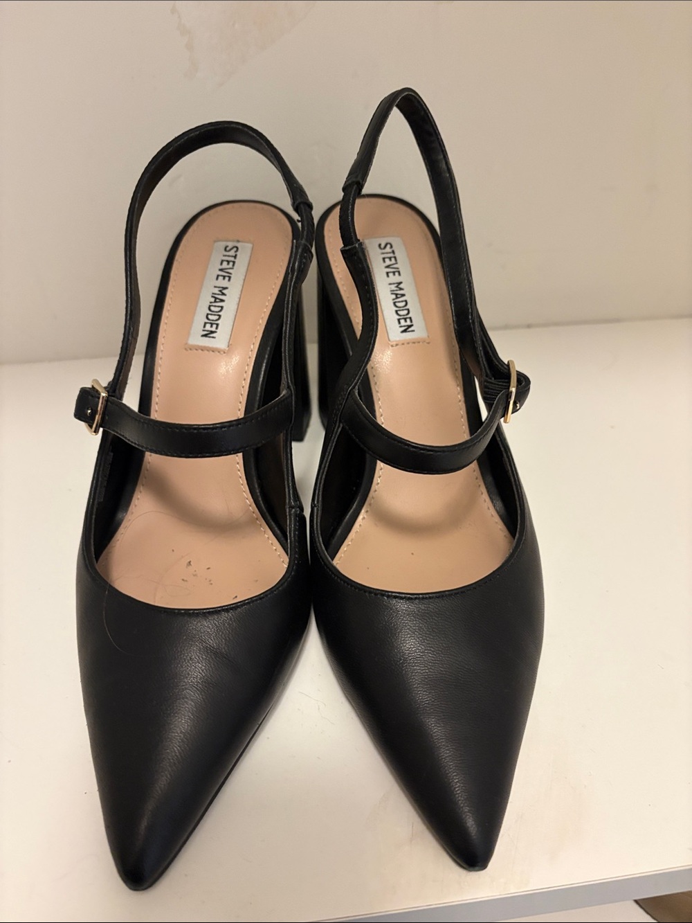 Steve Madden Black Pointed Mary Jane Slingback Pumps
